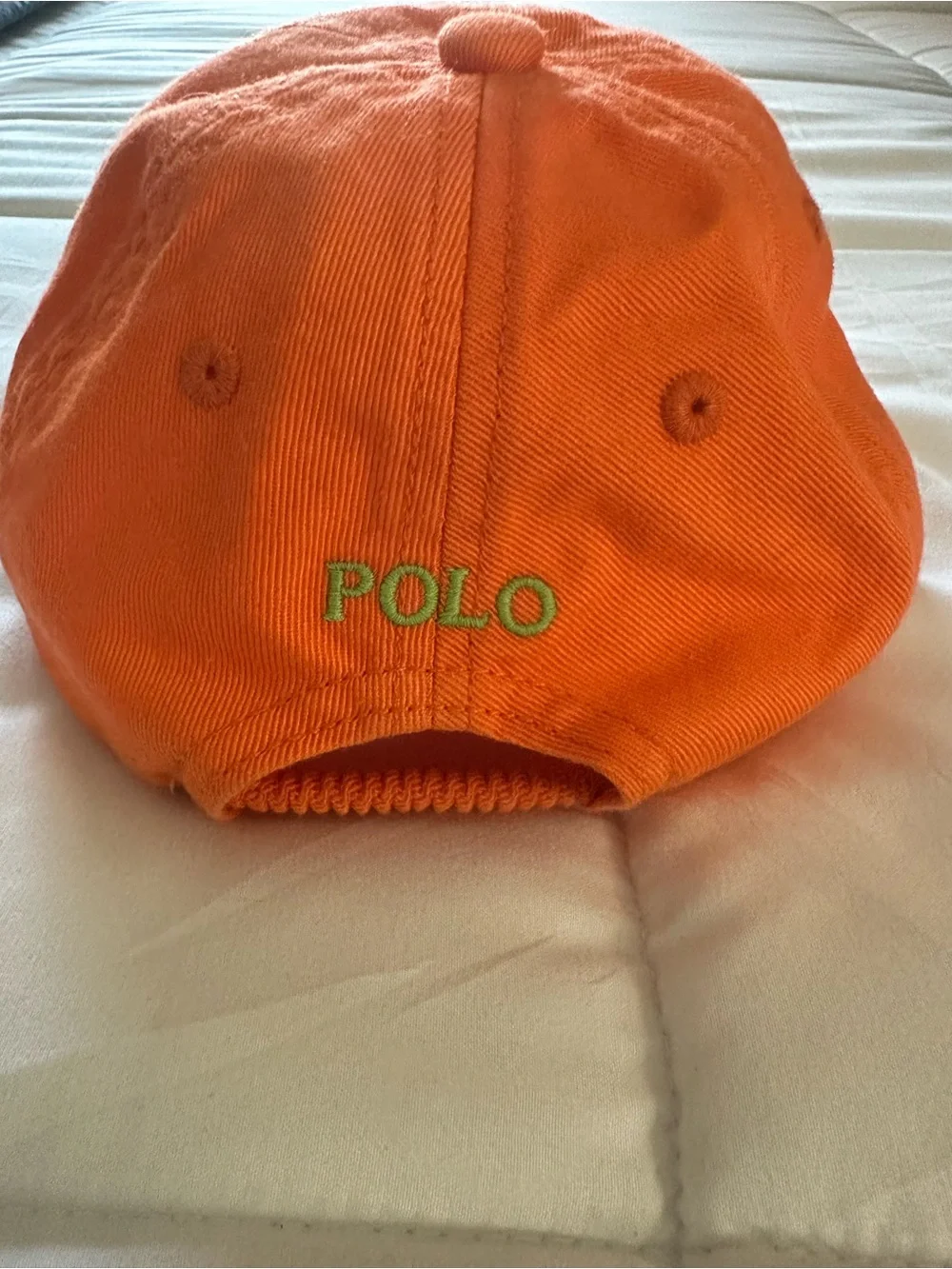 Polo by Ralph Lauren Orange Cotton Cap with Green Pony Logo